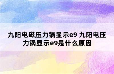 九阳电磁压力锅显示e9 九阳电压力锅显示e9是什么原因